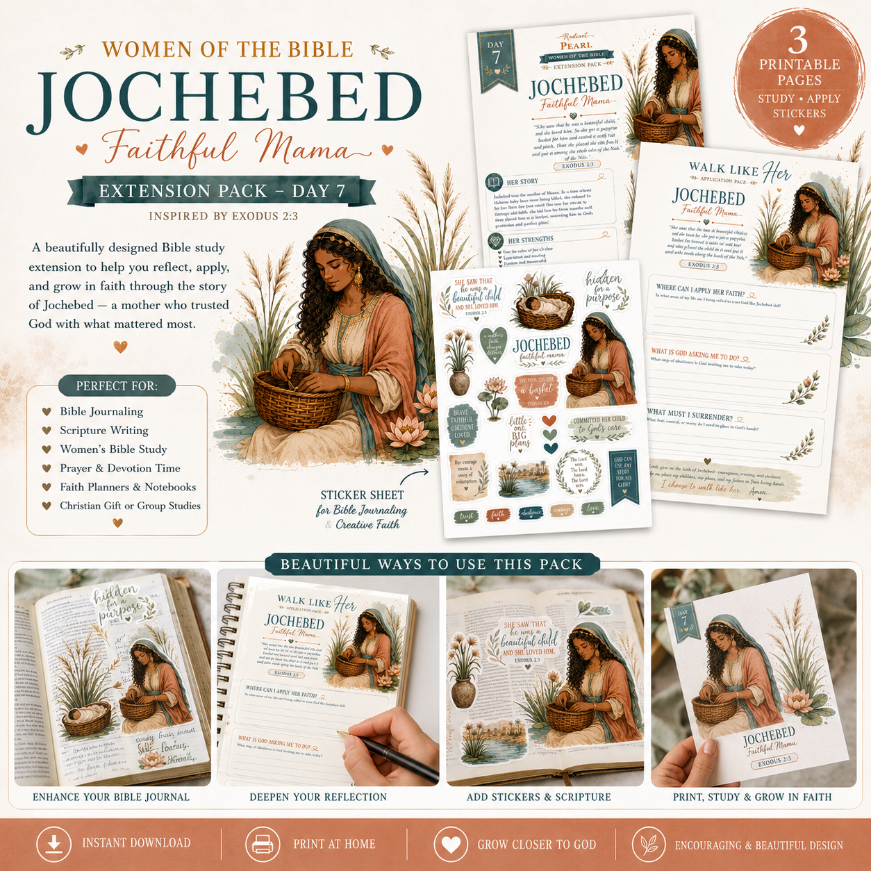 Day 7 – Jochebed Extension Pack | Women of the Bible Scripture Writing & Bible Study Printable
