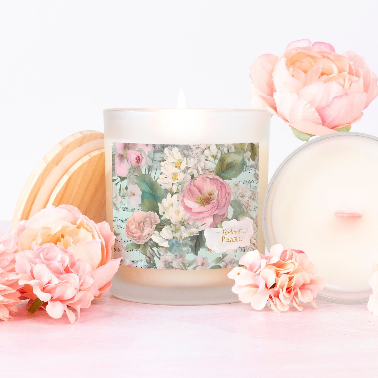 Radiant Pearl Candle Frosted (Pink Wick) Glass