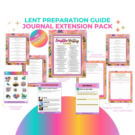 Lent Printable Journal - 40 Day Guide - Bible Journaling Printable, Faith Based Art Journaling Printable
