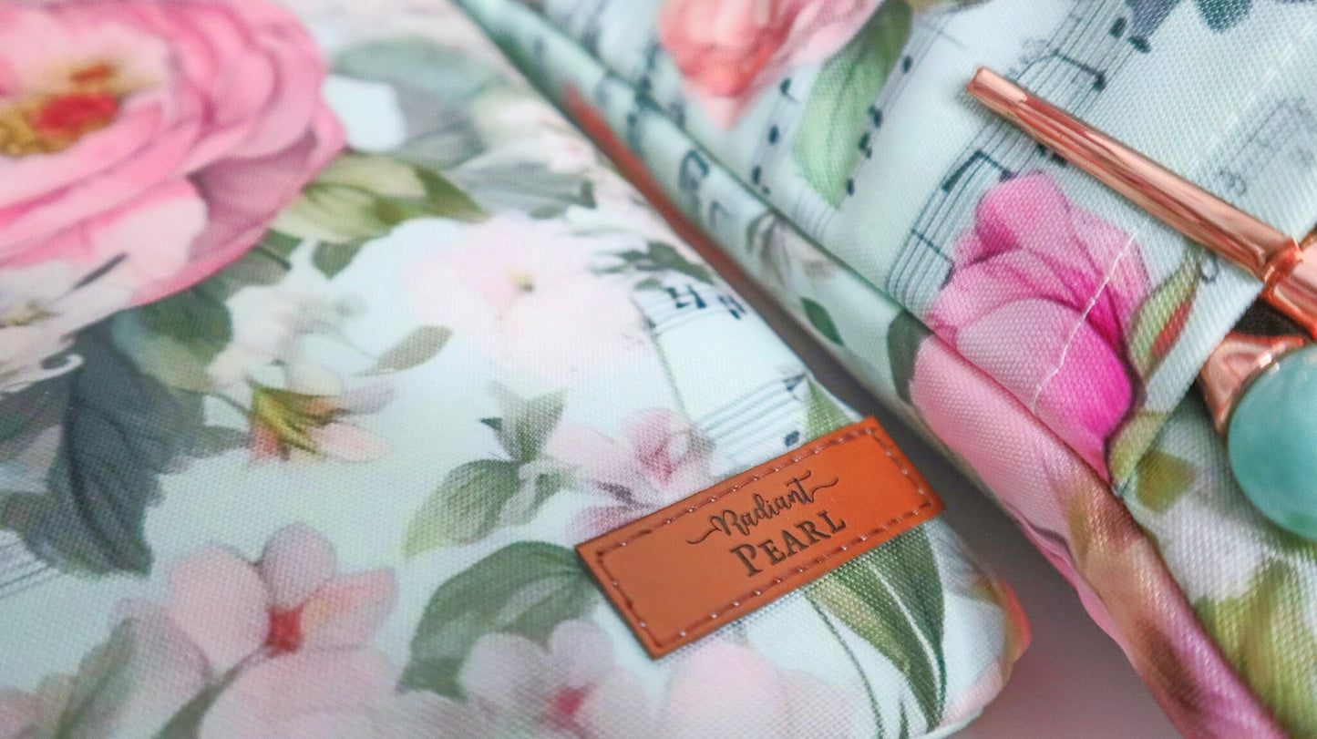 Prayer Bible and Planner Pouch - Mint Music Notes and Vintage Florals