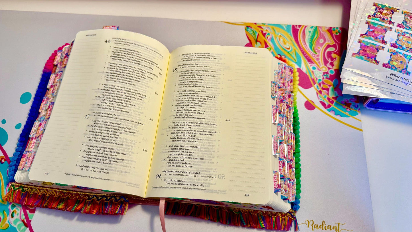 Paisley Roses Bible Tabs: Laminated Christian Bible Book Stickers