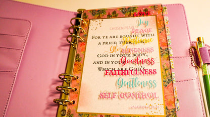 A5 Galatians 5 Glitter Dashboard | Scripture Writing Binder Dashboard
