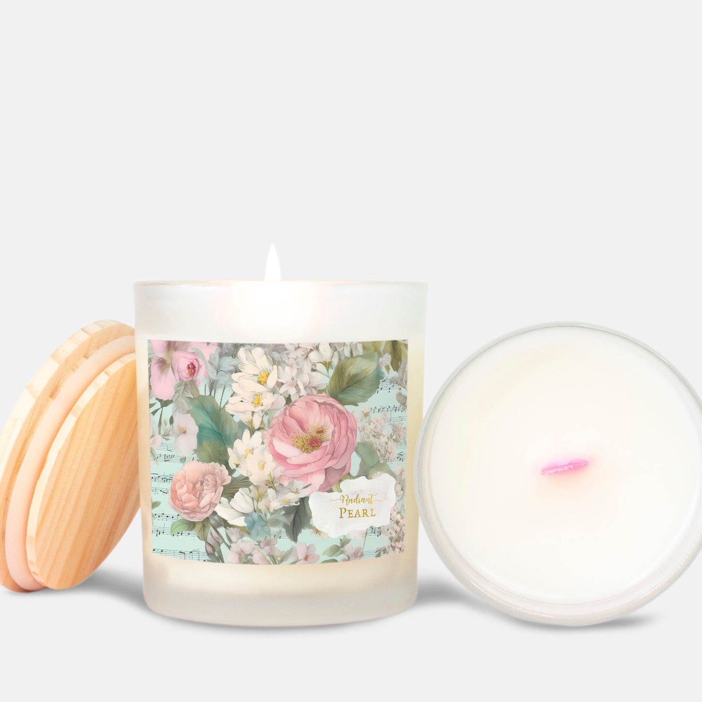Radiant Pearl Candle Frosted (Pink Wick) Glass