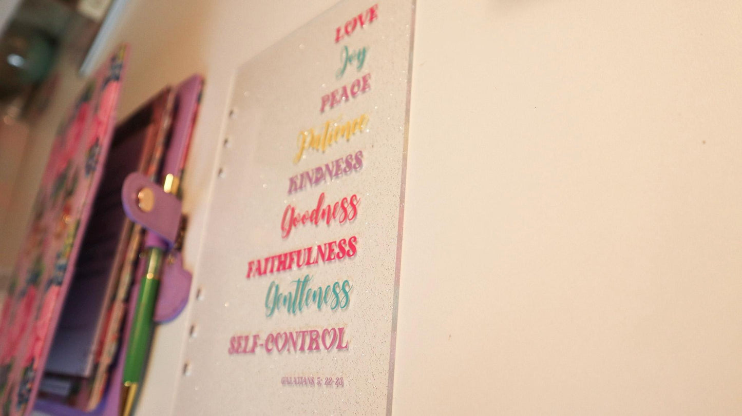 A5 Galatians 5 Glitter Dashboard | Scripture Writing Binder Dashboard