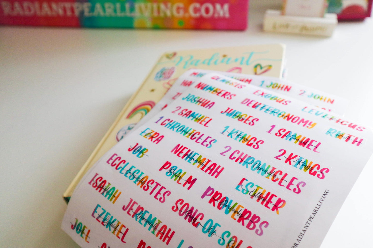 Books of the Bible Header Clear Vinyl Sticker Labels| Colorful Bible Personalized