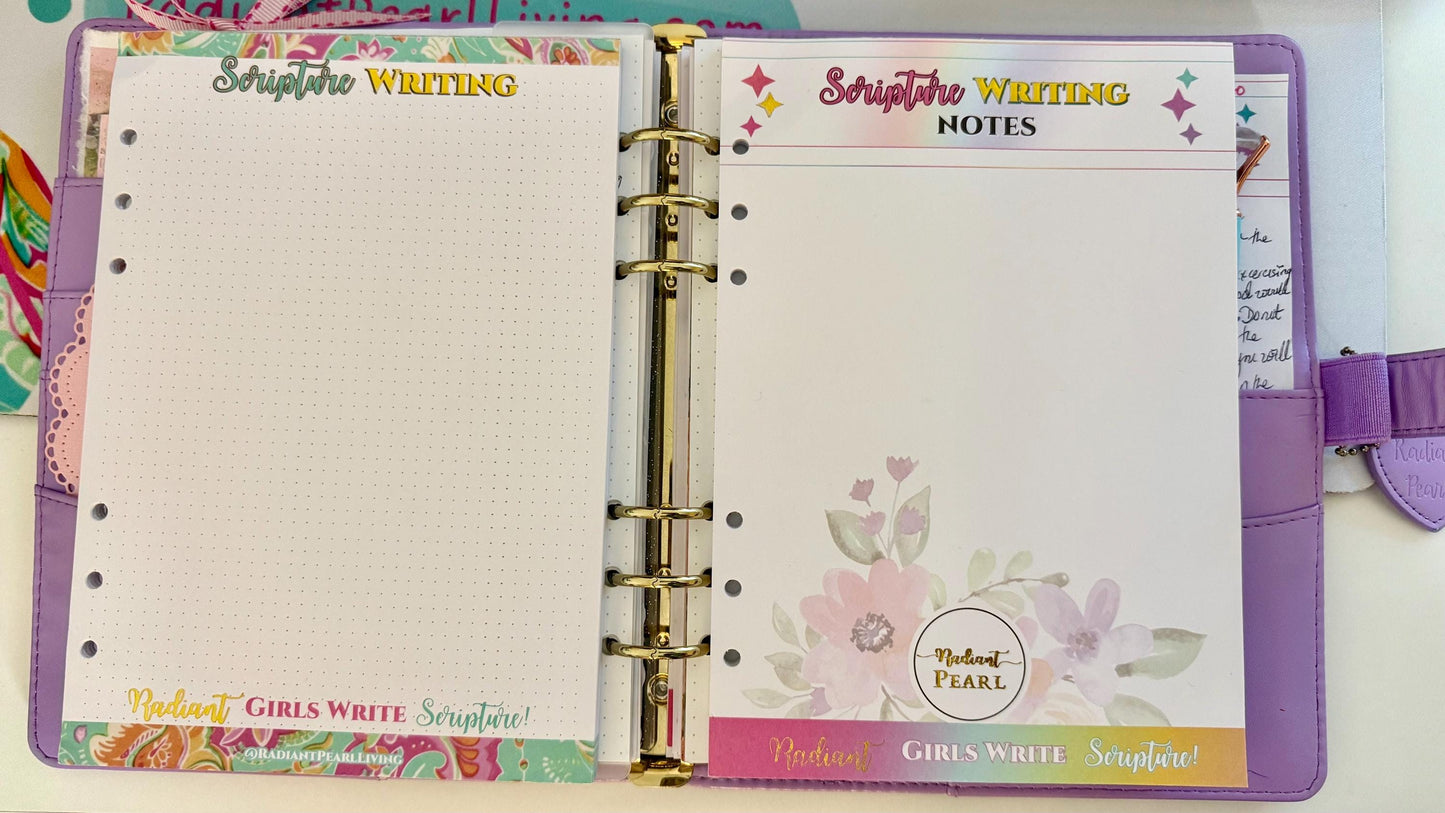 Radiant Scripture Writing Sheets: A5 Bible Study Notepad