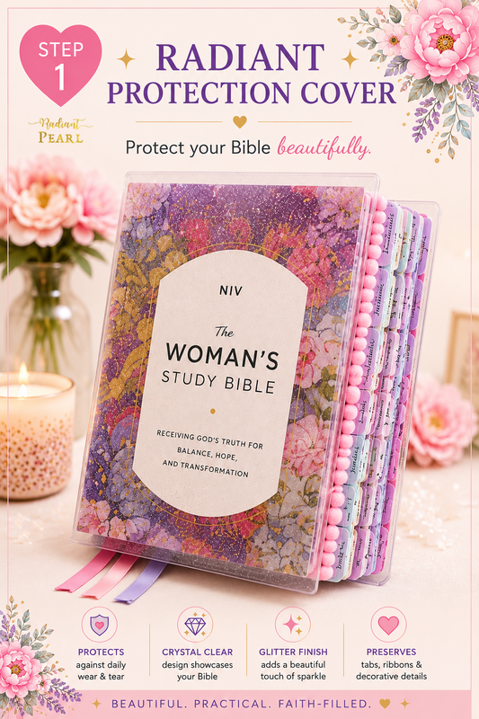 Radiant Protection Cover | Limited Edition Clear Glitter Bible Cover for Women’s Study Bibles & Loaded Bibles