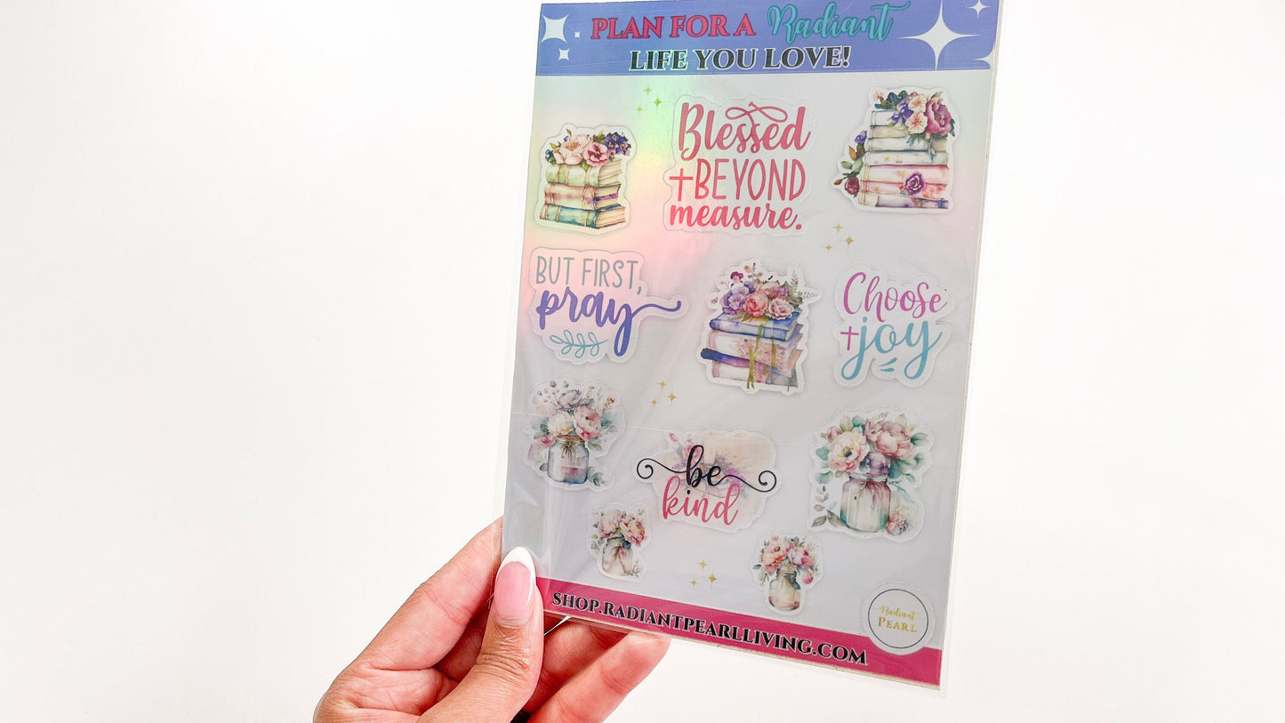 Blessed Florals Holographic Sticker Set