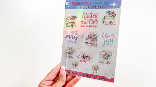 Blessed Florals Holographic Sticker Set
