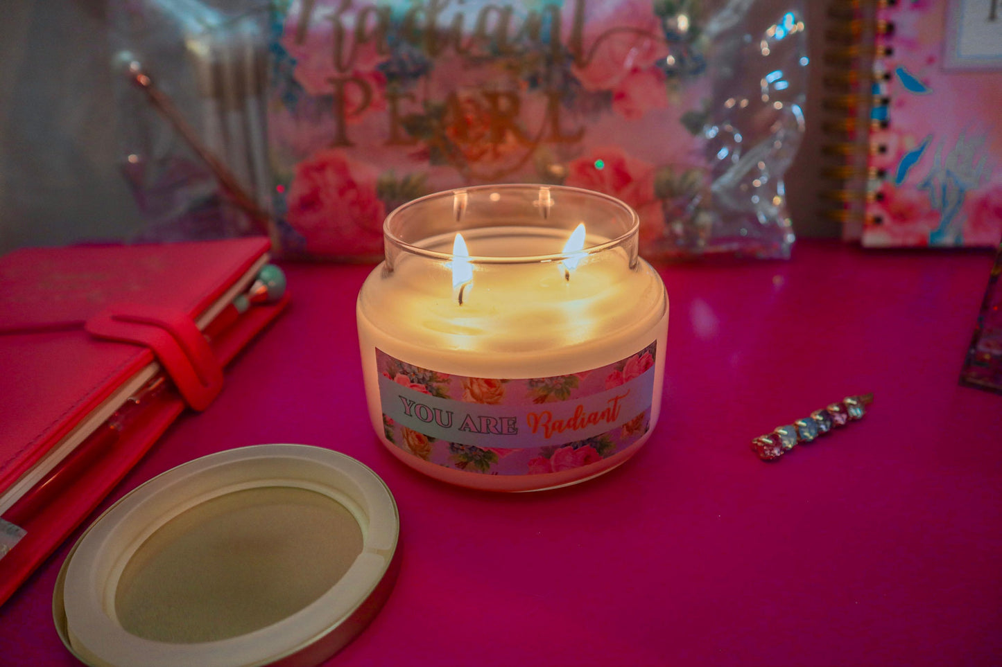 You Are Radiant Inspirational Gift Candle Apothecary Jar (Double Wick) Fragrant Candle and unscented Candle
