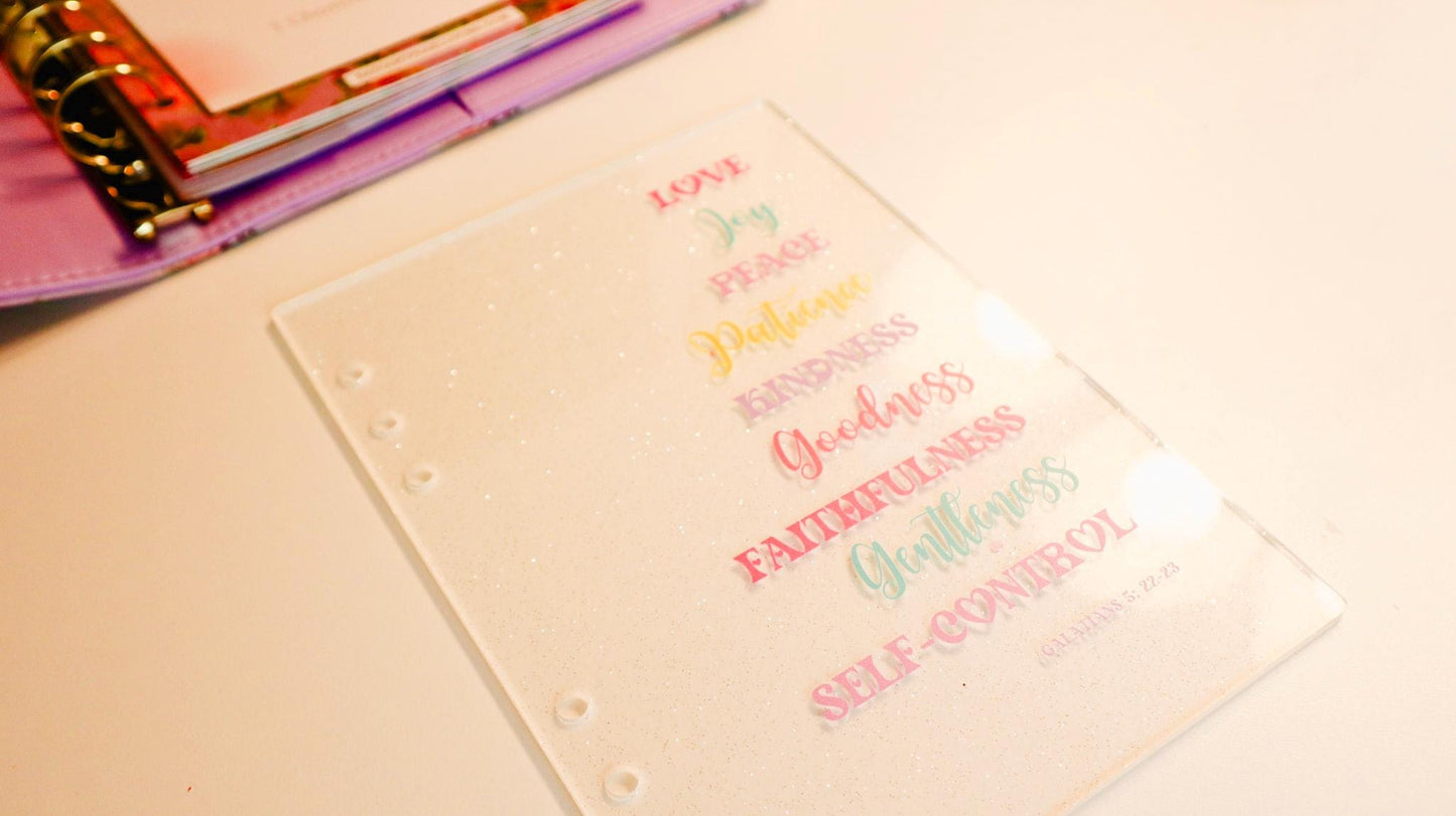A5 Galatians 5 Glitter Dashboard | Scripture Writing Binder Dashboard