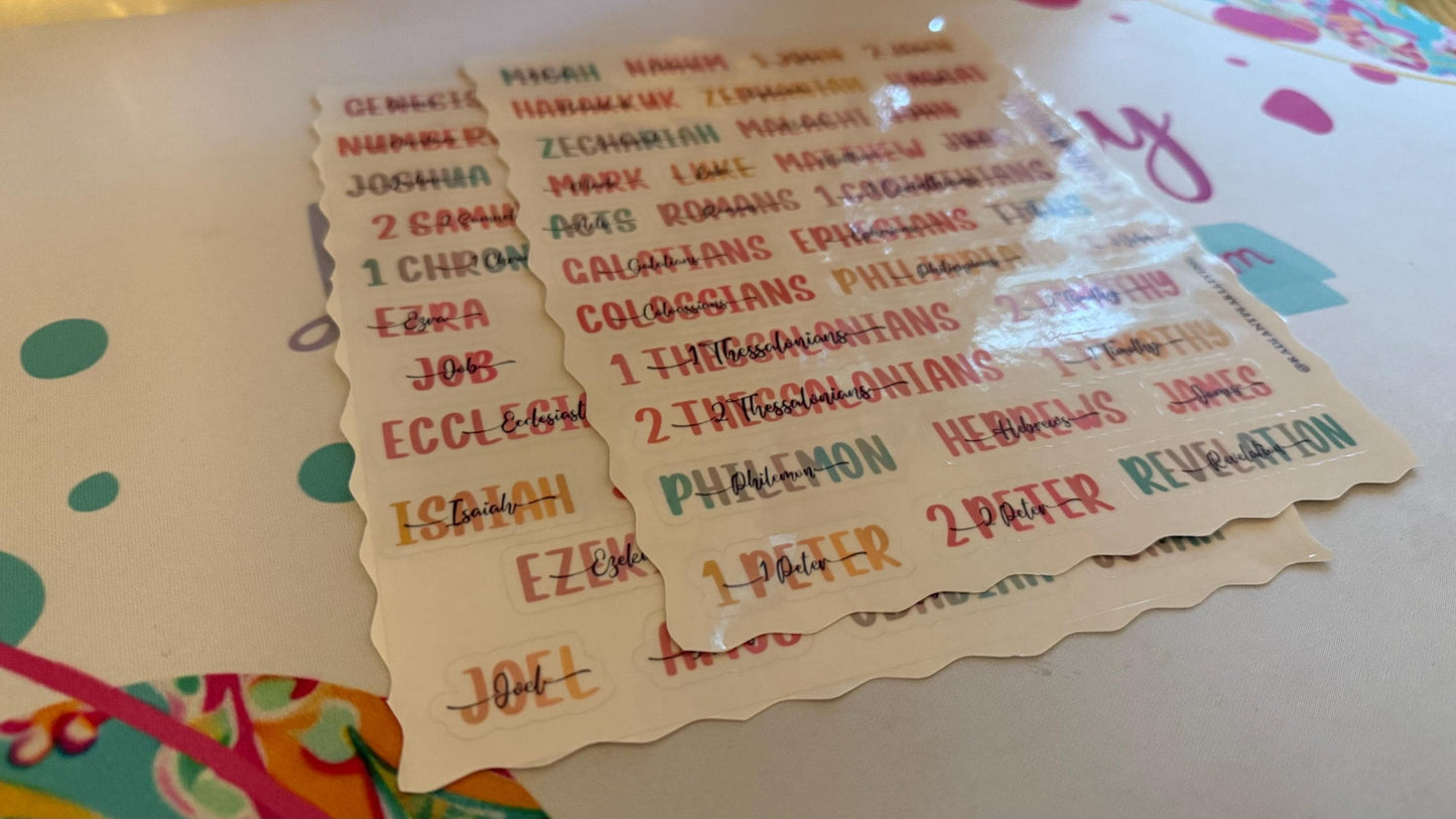 Aesthetic Books of the Bible Header Stickers
