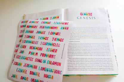 Books of the Bible Header Clear Vinyl Sticker Labels| Colorful Bible Personalized