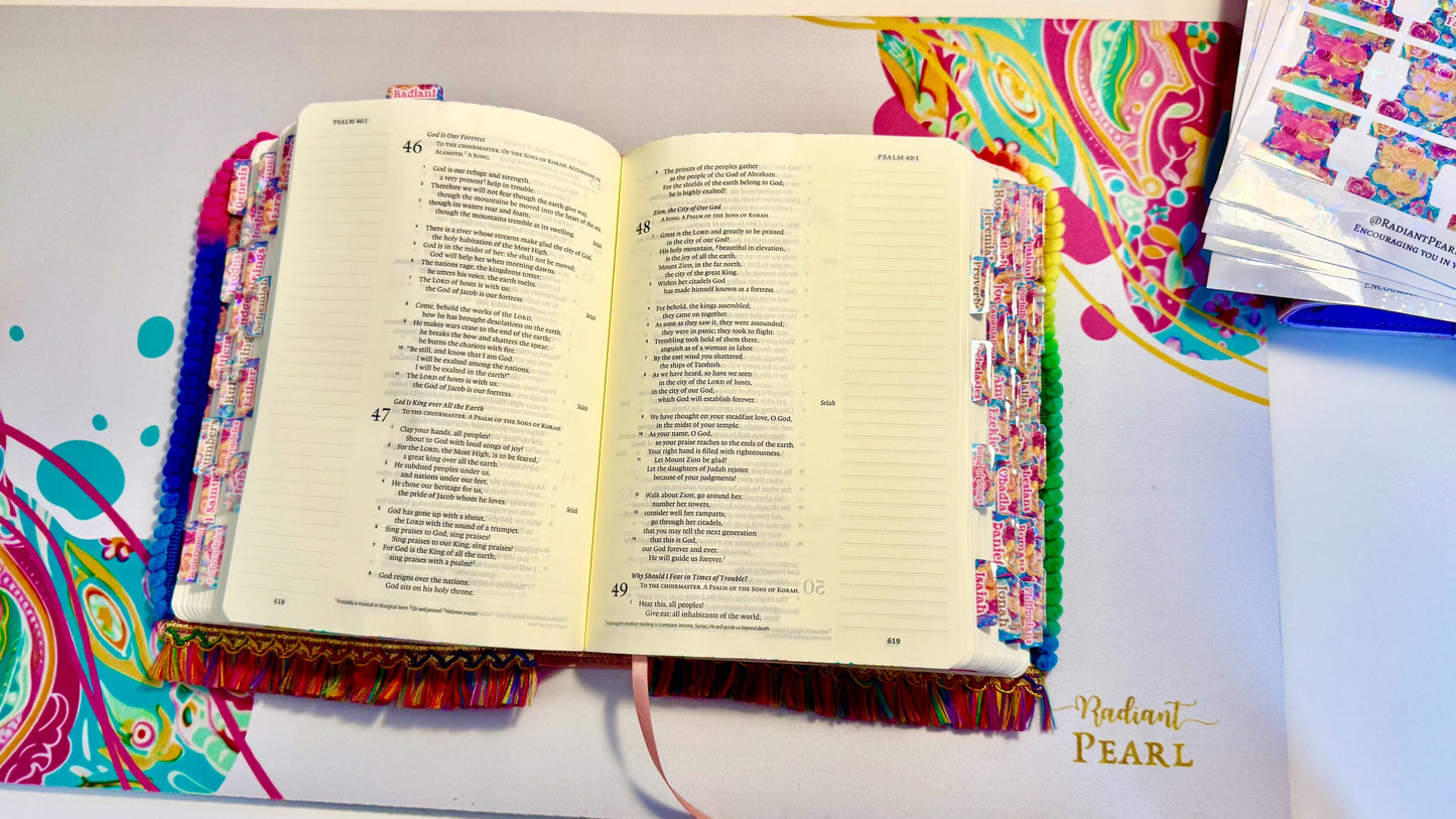 Paisley Roses Bible Tabs: Laminated Christian Bible Book Stickers