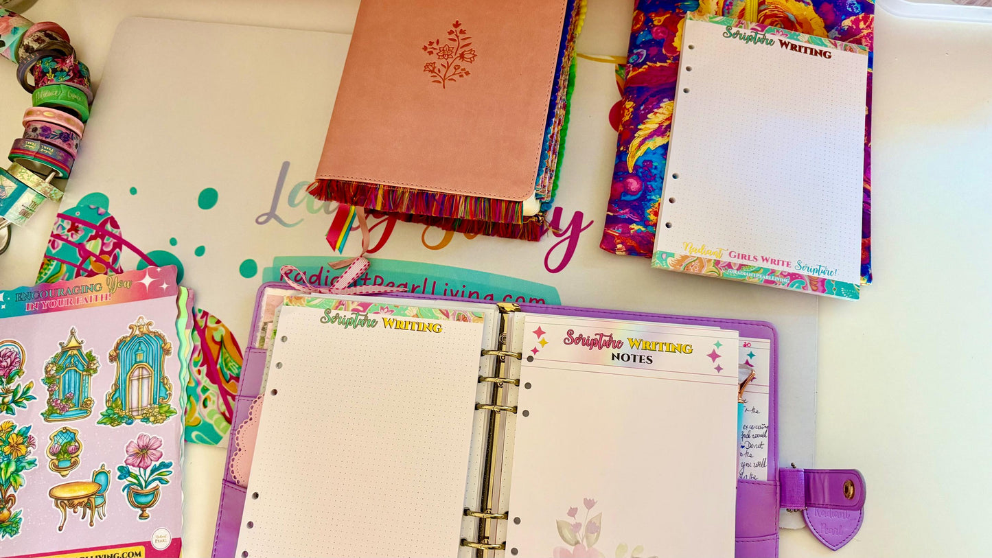Radiant Scripture Writing Sheets: A5 Bible Study Notepad