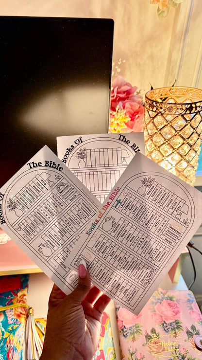 Books Of The Bible Tracker Sticker 5x7 | Black and White Coloring Page | Colorful Bible Reading Tracker