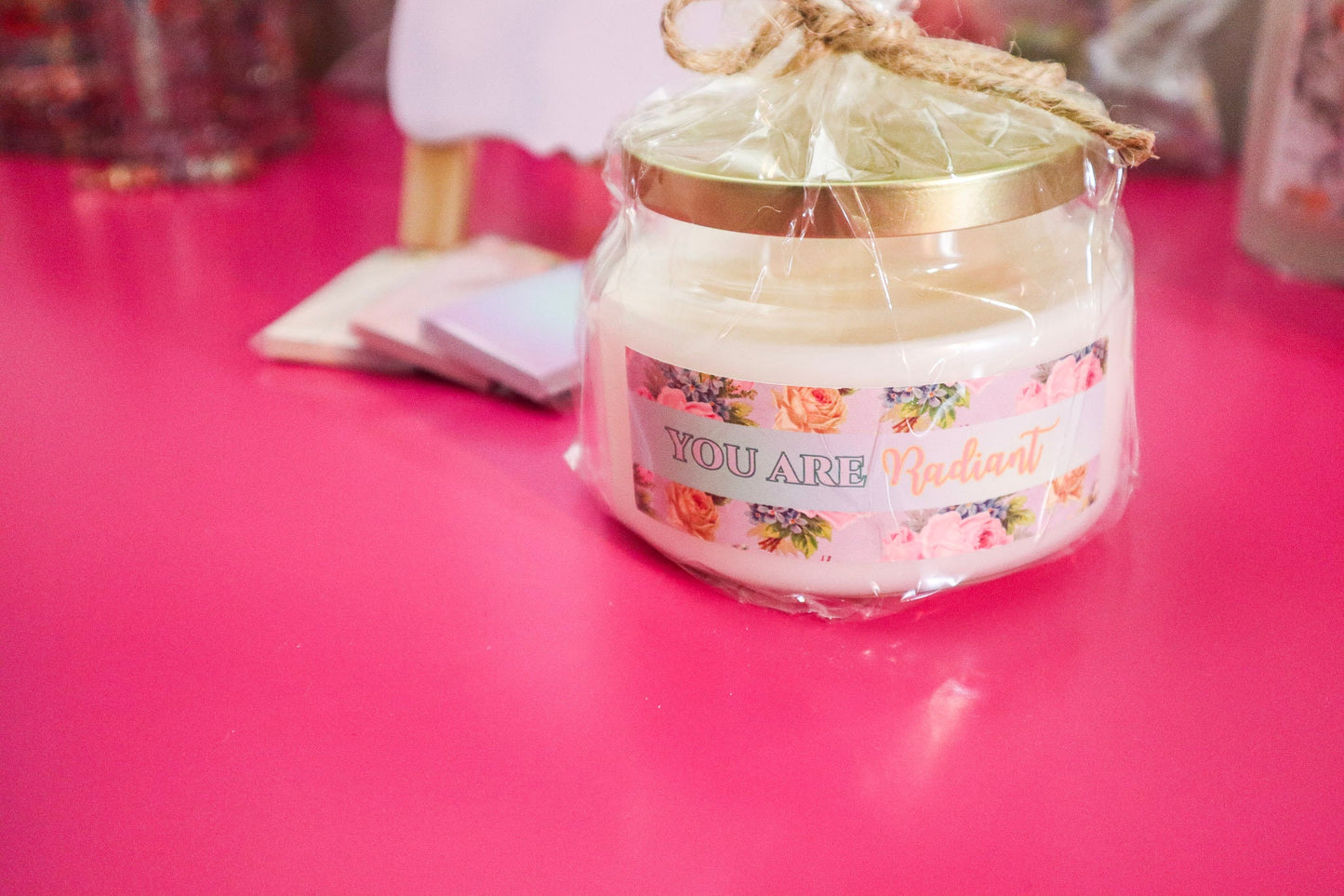 You Are Radiant Inspirational Gift Candle Apothecary Jar (Double Wick) Fragrant Candle and unscented Candle