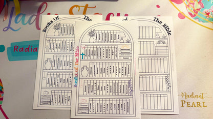 Books Of The Bible Tracker Sticker 5x7 | Black and White Coloring Page | Colorful Bible Reading Tracker