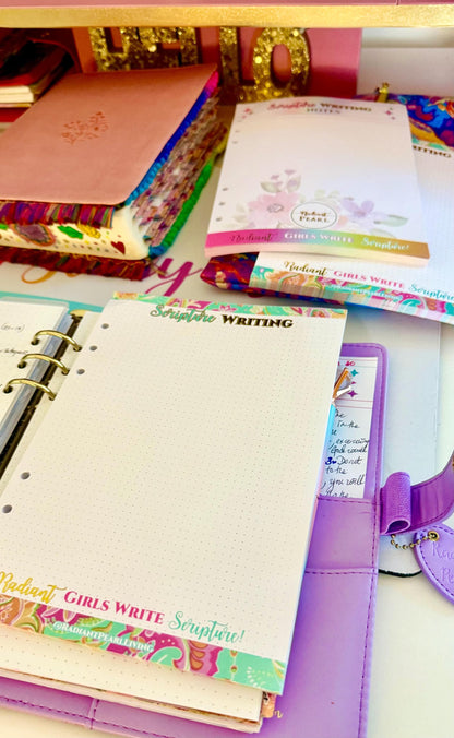 Radiant Scripture Writing Sheets: A5 Bible Study Notepad