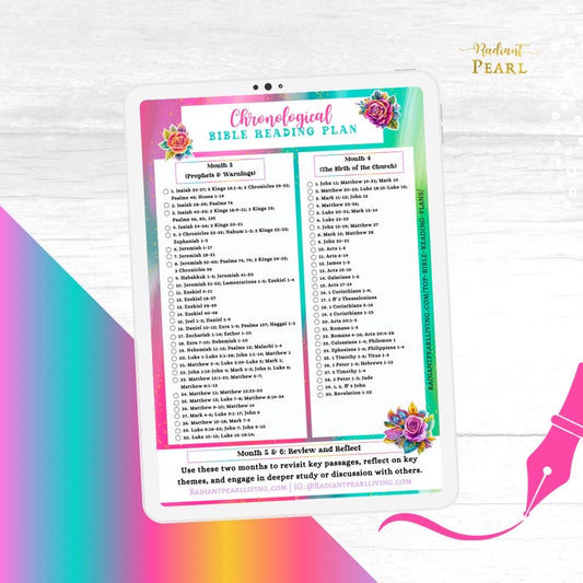 3-6 months Chronological Bible Reading Plan Checklist for Bible Printable