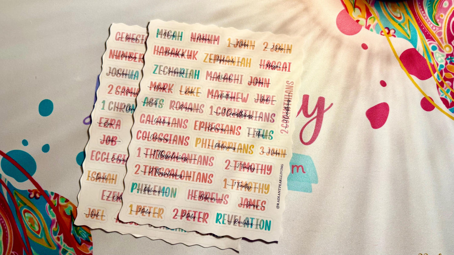 Aesthetic Books of the Bible Header Stickers