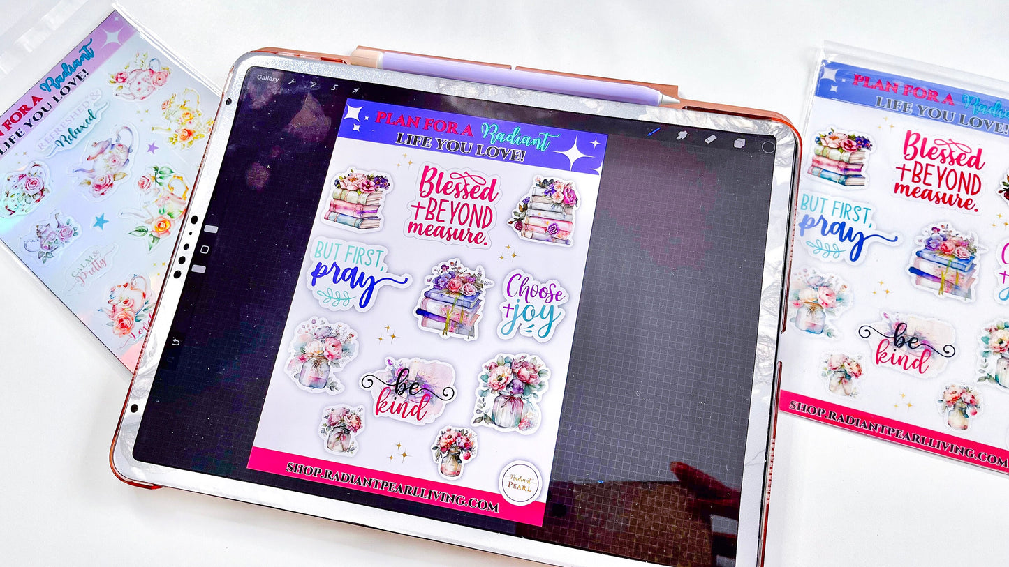 Blessed Florals Holographic Sticker Set