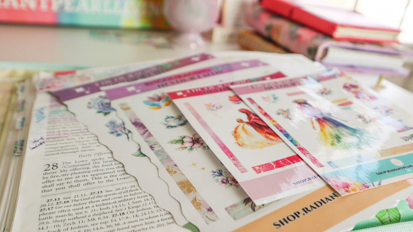 Bible Journaling Ladies Sticker Set  | Bible Christian faith inspirational stickers for Bible journals, planners, diaries, Printable