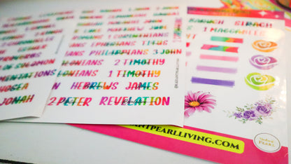 Books of the Bible Header Clear Vinyl Sticker Labels| Colorful Bible Personalized