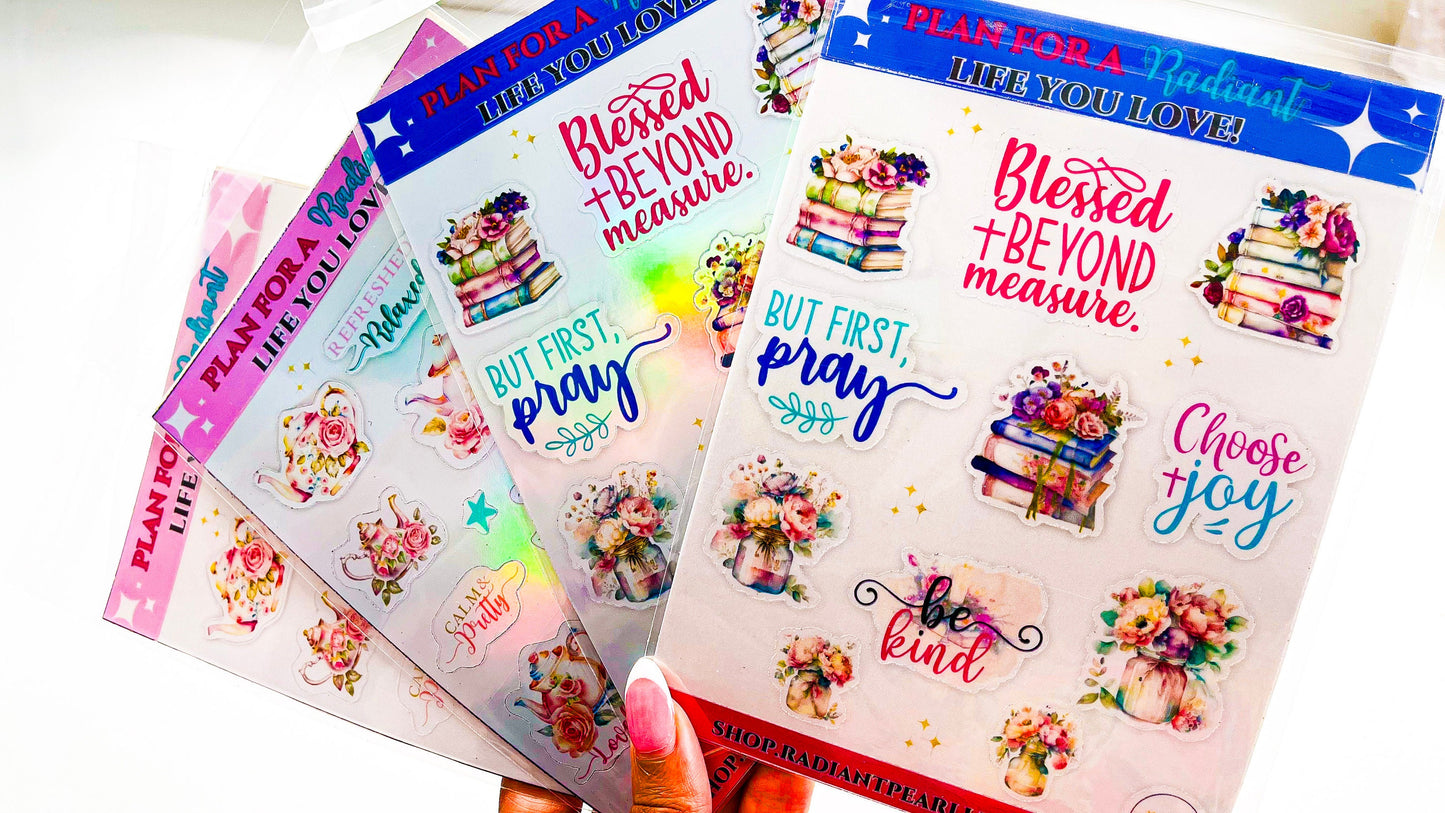 Blessed Florals Holographic Sticker Set