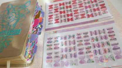 Mini Bible Tabs Sticker Set - Pink and Purple