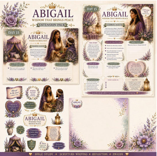 Abigail Extension Pack | Women of the Bible Scripture Writing Challenge | Bible Journaling & Study Printable Bundle (Day 15)
