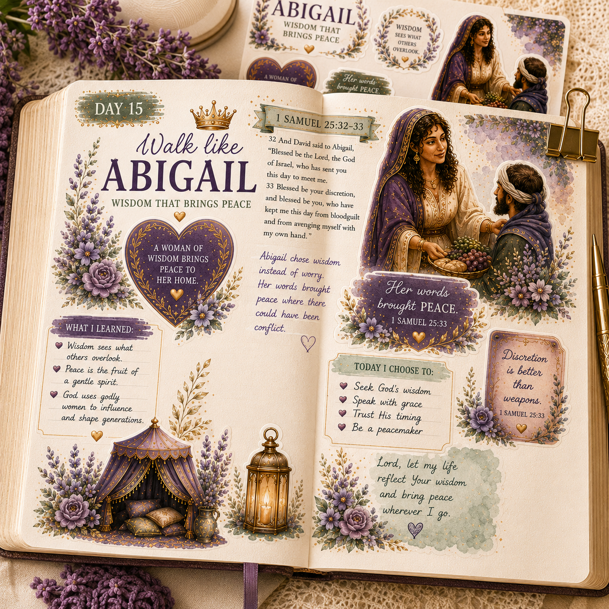 Abigail Extension Pack | Women of the Bible Scripture Writing Challenge | Bible Journaling & Study Printable Bundle (Day 15)