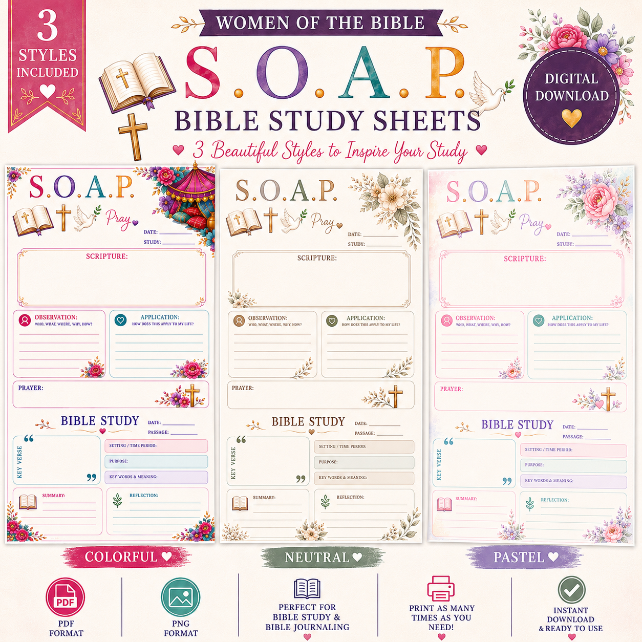 Women of the Bible SOAP Bible Study Sheets Bundle