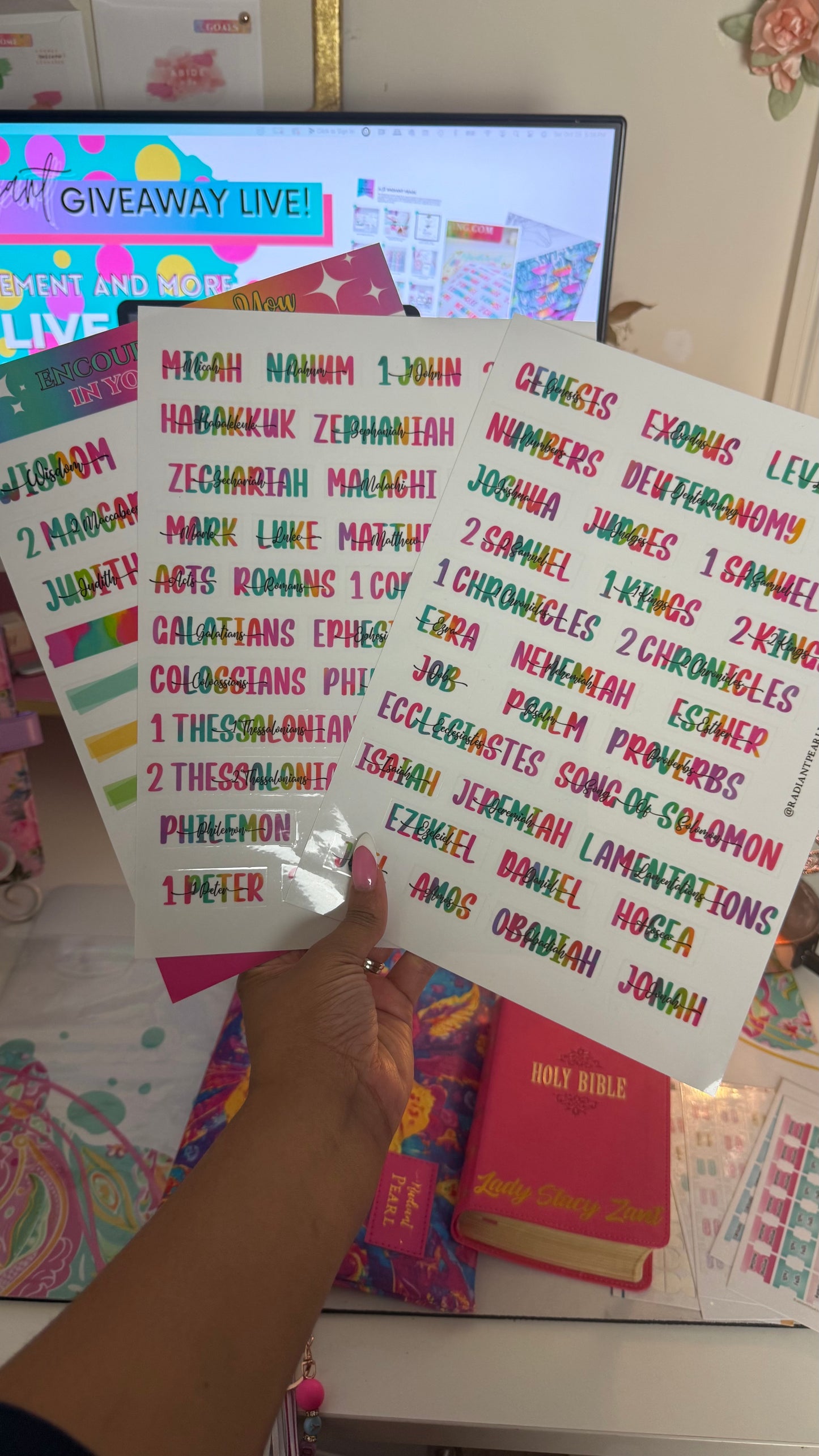 Books of the Bible Header Clear Vinyl Sticker Labels| Colorful Bible Personalized