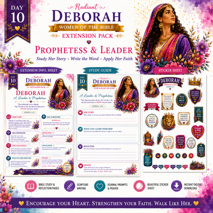 Day 10 Deborah Women of the Bible Extension Pack | Bible Journaling & Scripture Writing Study Guide Printable