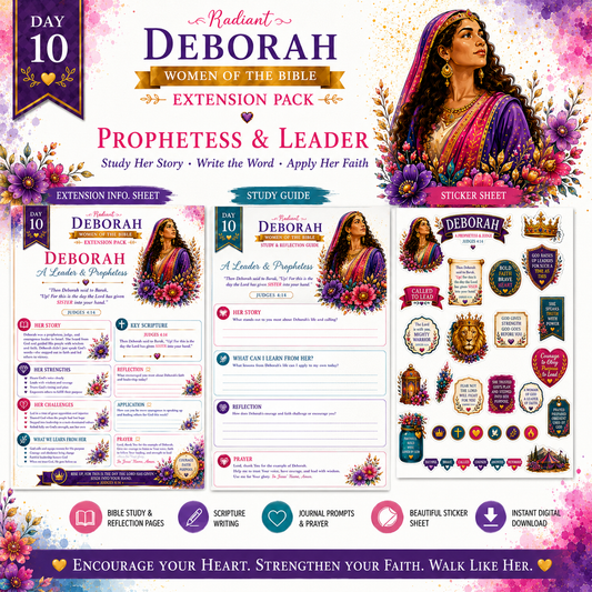 Day 10 Deborah Women of the Bible Extension Pack | Bible Journaling & Scripture Writing Study Guide Printable