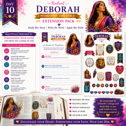 Day 10 Deborah Women of the Bible Extension Pack | Bible Journaling & Scripture Writing Study Guide Printable