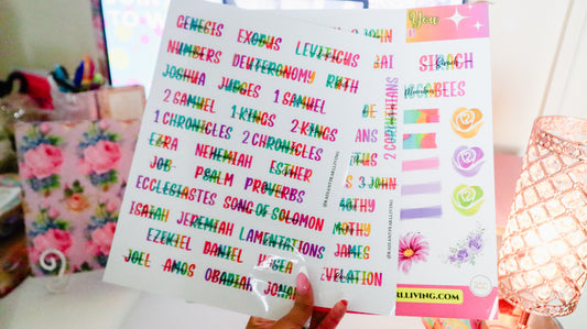 Books of the Bible Header Clear Vinyl Sticker Labels| Colorful Bible Personalized