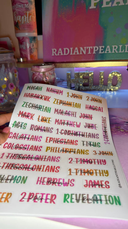 Aesthetic Books of the Bible Header Stickers