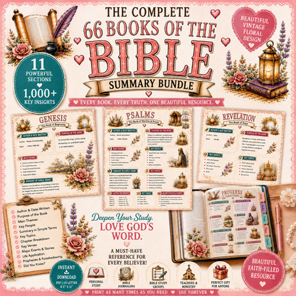 66 Books of the Bible Summary Bundle | Printable Bible Study Reference | Bible Book Overview