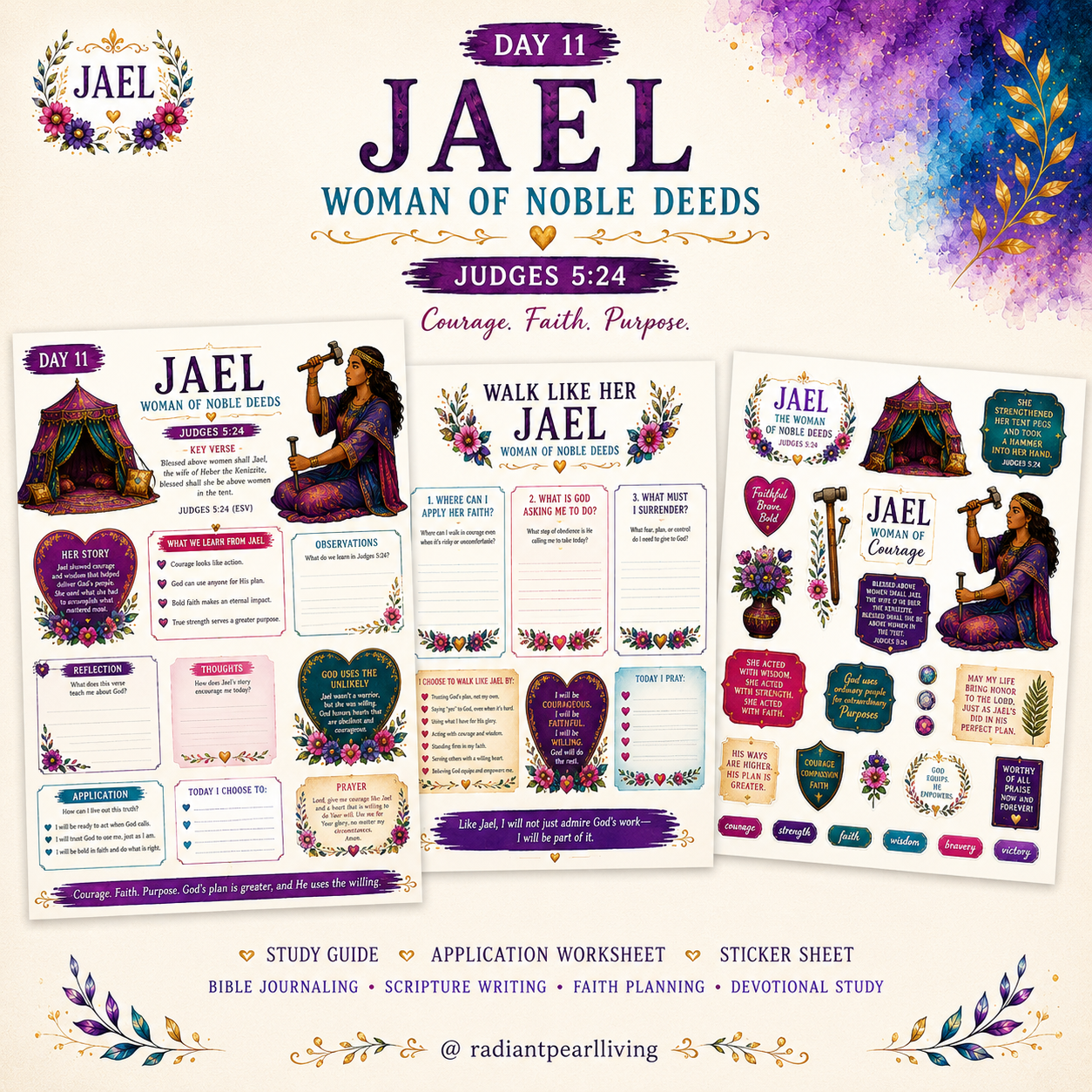 Day 11: Jael Women of the Bible Extension Pack | Judges 5:24 Bible Study & Scripture Writing Printable
