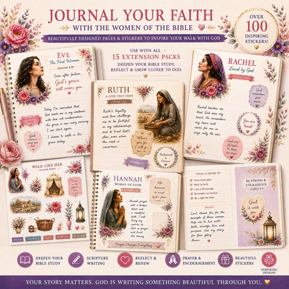 Women of the Bible Study Bundle Printable | 15 Women of the Bible Extension Packs | Bible Journaling Kit |