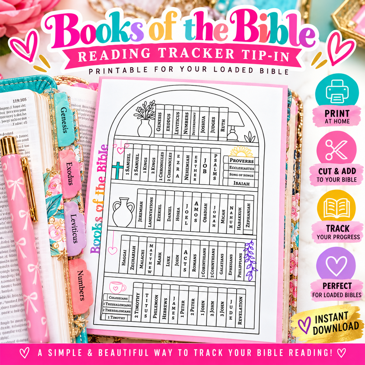 Books of the Bible Reading Tracker Tip-In | FREE Printable