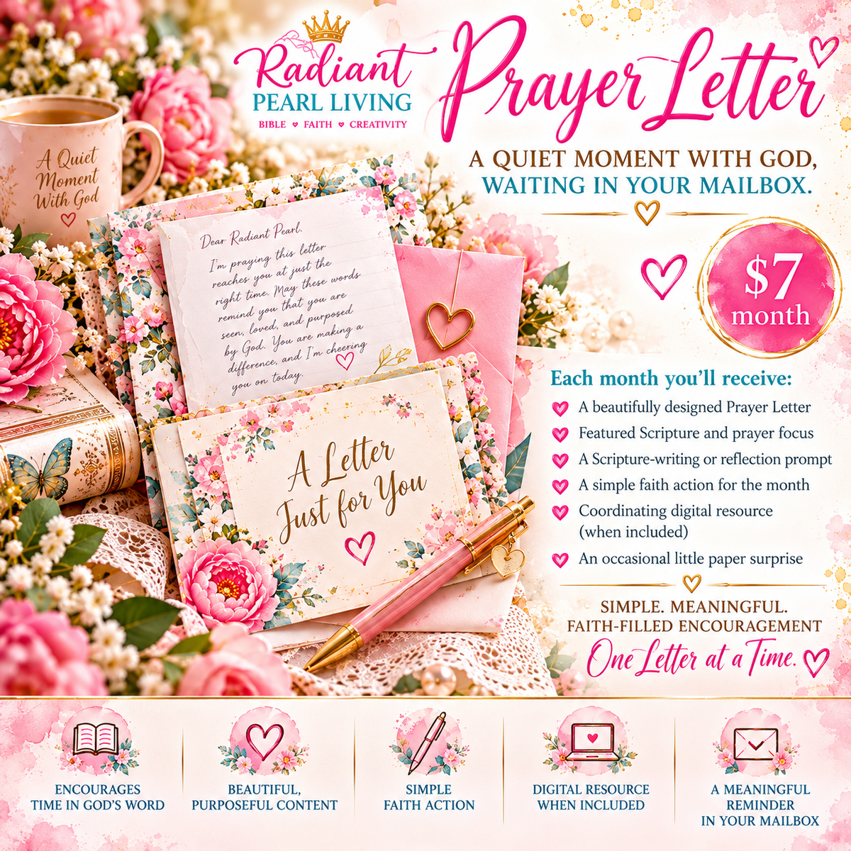 Radiant Prayer Letter — Monthly Faith-Filled Snail Mail