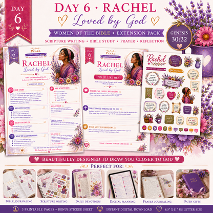 Day 6 Women of the Bible – Rachel Extension Pack | Scripture Writing & Bible Study Printable Kit