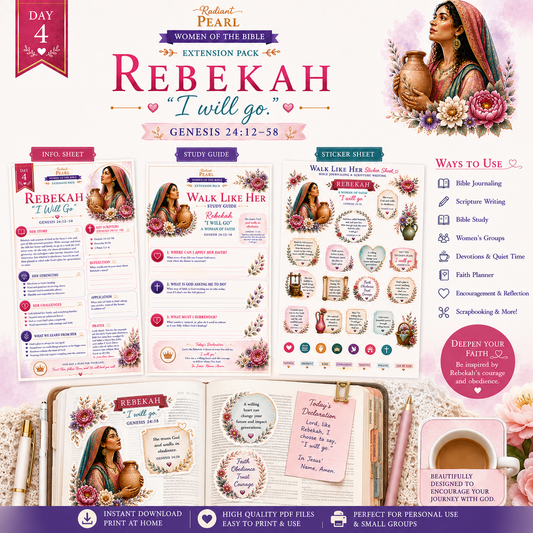 Day 4 – Rebekah “I Will Go” Women of the Bible Extension Pack | Scripture Writing & Bible Journaling Printable Bundle