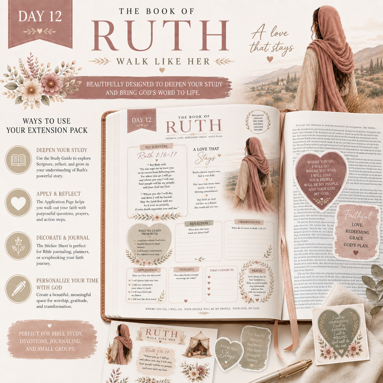 Day 12 Women of the Bible: Ruth Extension Pack | Loyal Love Scripture Writing & Bible Study Companion