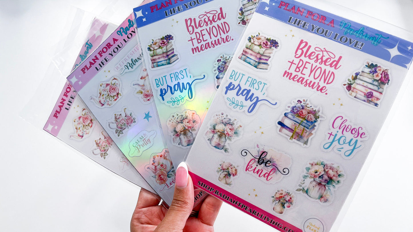 Blessed Florals Holographic Sticker Set