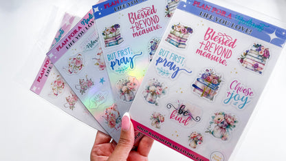 Blessed Florals Holographic Sticker Set