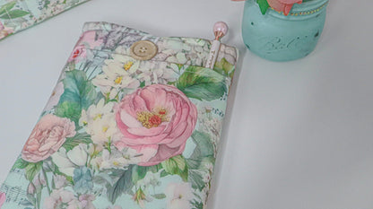 Prayer Bible and Planner Pouch - Mint Music Notes and Vintage Florals